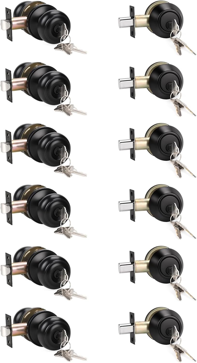 KNOBWELL 6 Pack Entry 6 Pack, Single Keyed Deadbolt Lockset - KEYED ALIKE gallery