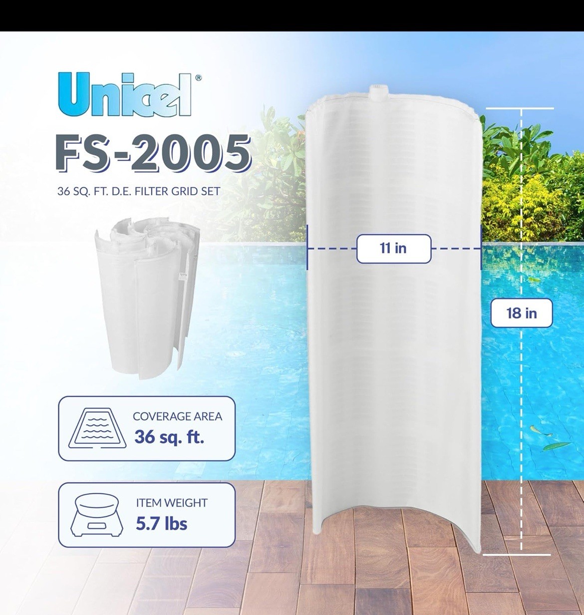 POOLPURE FS-2003 36 Sq.Ft DE Grid Pool Filter Set Replace Unicel FS-2003 PFS1836 gallery