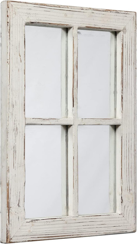Rustic Small Window Pane Mirror Wall Decor 11 x 16 inches Hanging Style 1 gallery