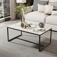 White/Black/Grey Rectangle High Gloss Marble Coffee Table Living Room Furniture