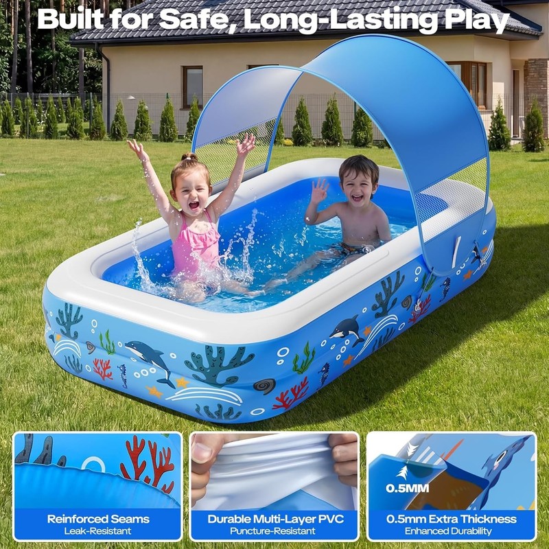 Inflatable Kiddie Pool Sprinkler Splash Pool Soft Bottom Baby Toddler Blue gallery