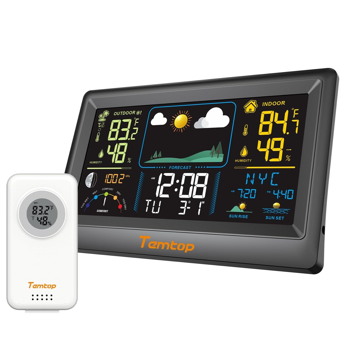 Digital LCD Weather Station Clock Indoor & Outdoor Calendar Thermometer Wireless gallery