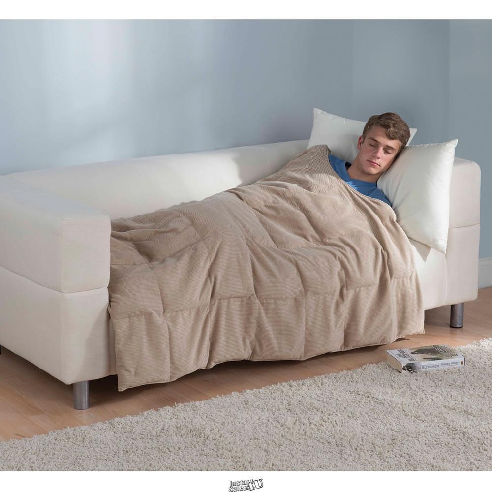 Hammacher Anxiety Relieving Weighted Body Blanket Large Tan 16 pounds Extra Warm gallery