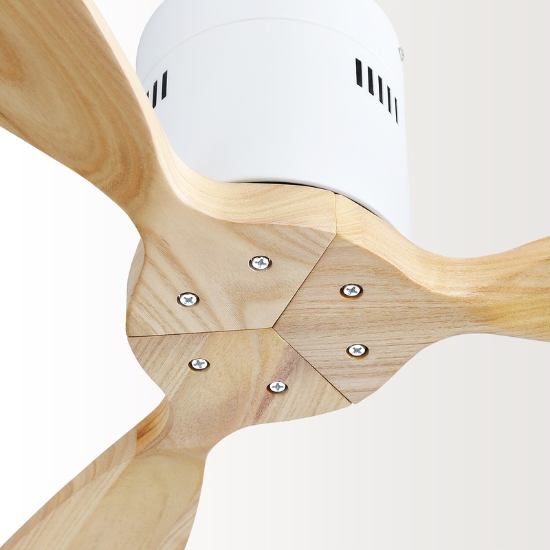 Sofucor White 52-inch Ceiling Fan No Lights & 3 Solid Wood Blades/Remote Control gallery