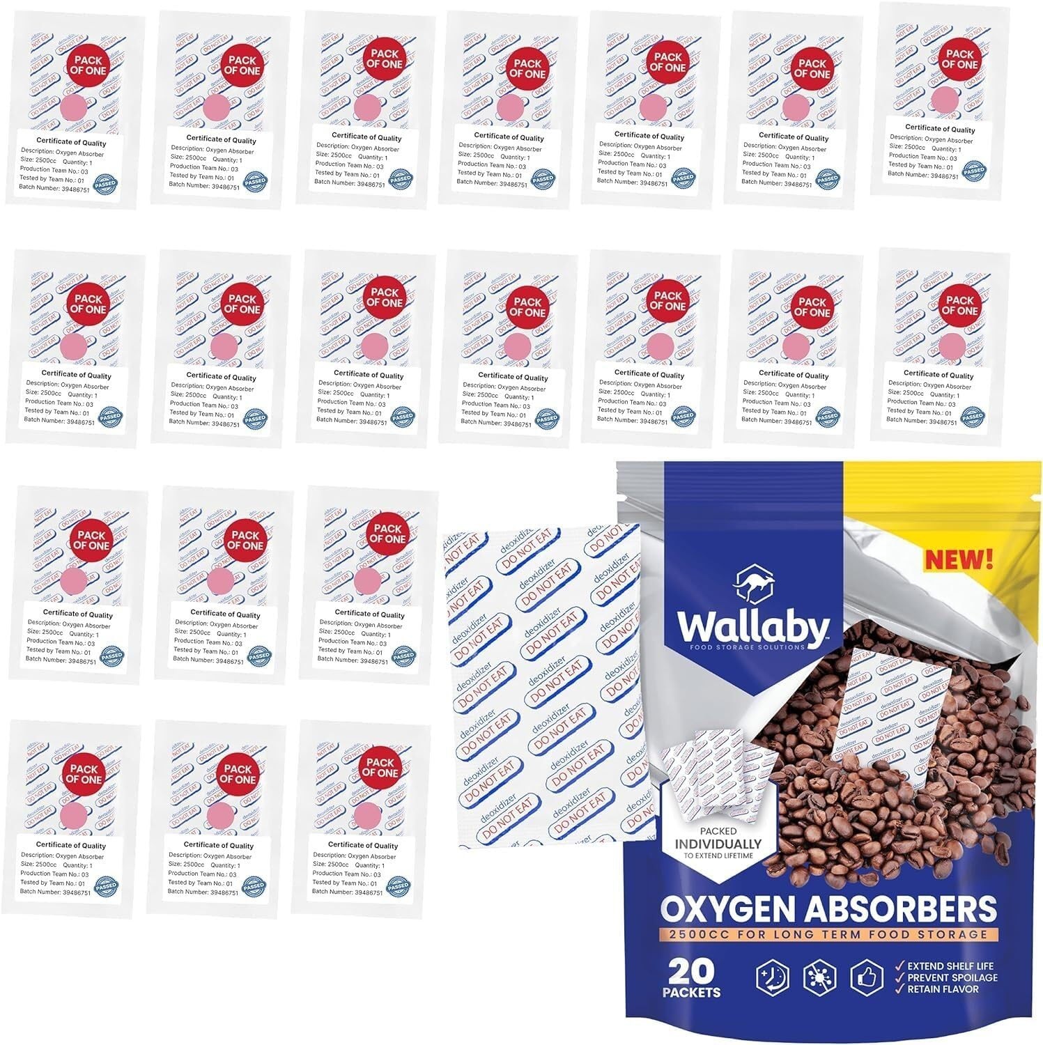2500cc Oxygen Absorbers - 20 Count Individually Sealed - for Long Term Food S... gallery