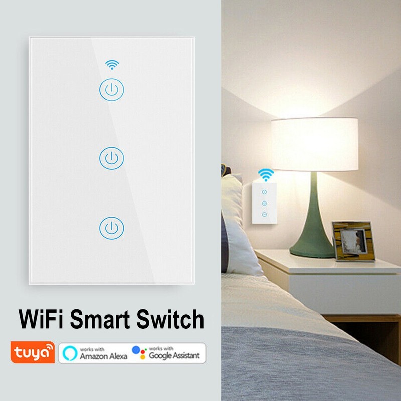 Smart WiFi Touch Switch with Glass Panel Compatible Alexa Google Tuya App Timer gallery