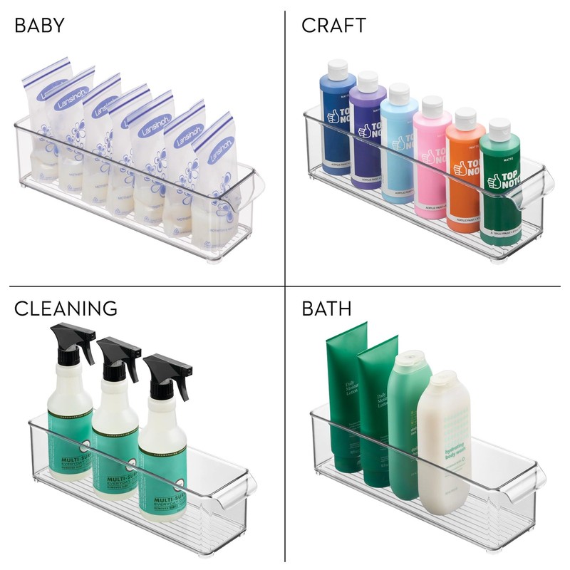 iDesign Stackable Fridge Storage Bin with Handle - 14.5" x 4" x 4", Clear gallery