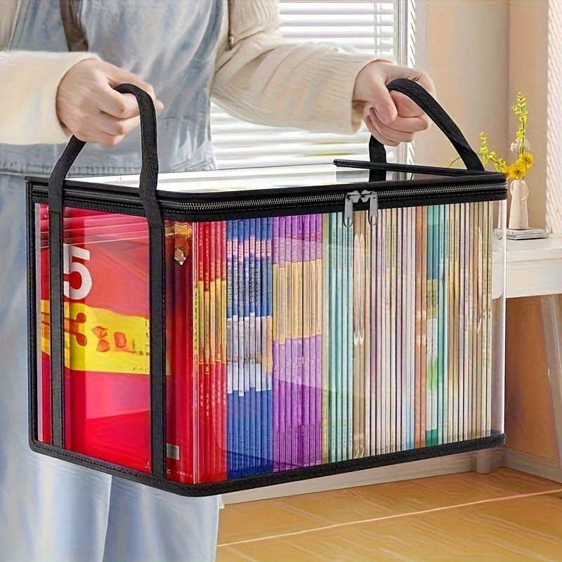 2-Pack Transparent Storage Boxes Foldable Plastic Organizer with Lid Large gallery