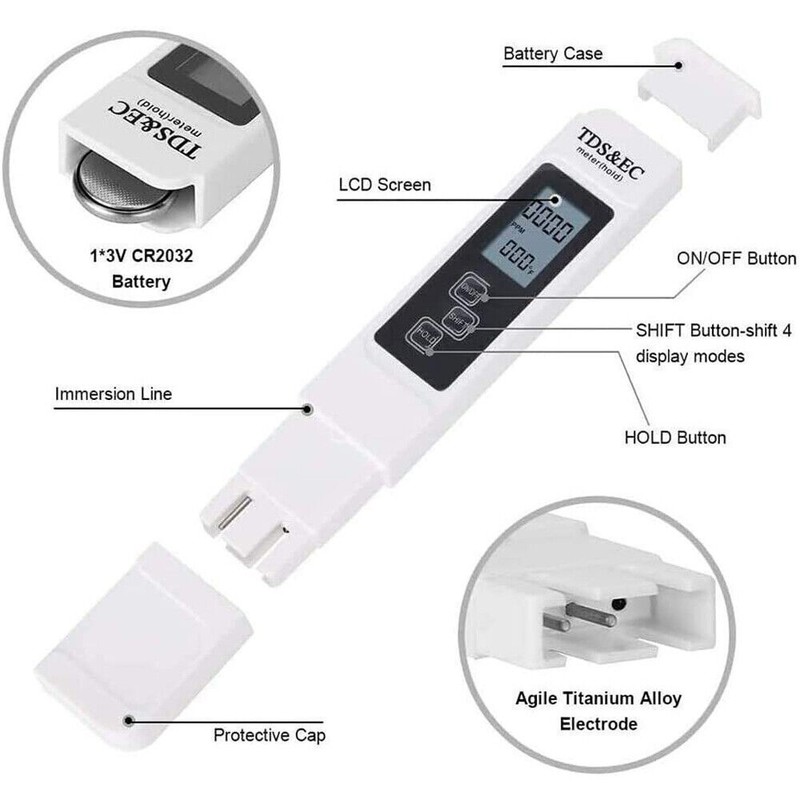 Digital Tester TDS EC PPM Meter Water Purity Hydroponics Water Quality Test Pen gallery