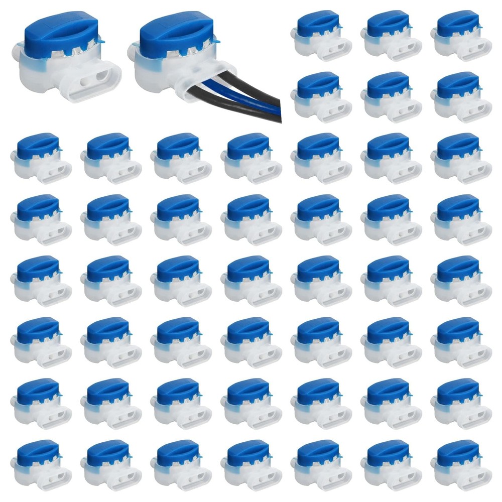 EEEKit Electrical IDC 314-BOX Pigtail 3 Wire Connector, Self-Stripping Blue