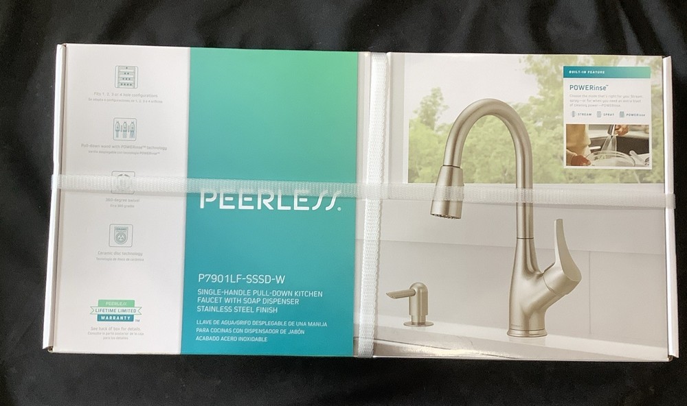 Peerless Pulldown Kitchen Faucet w Soap Dispenser Stainless Steel P7901LF-SSSD-W