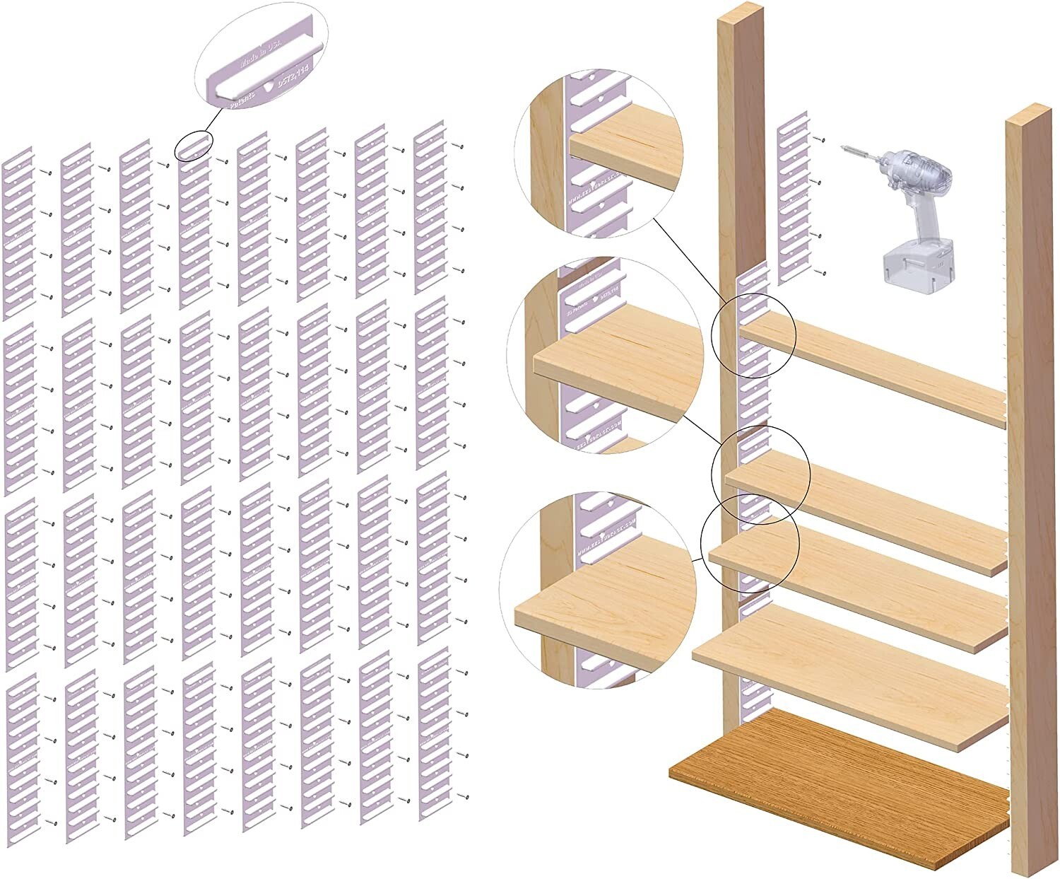 EZStudRack Shelving System- 32 Pack WHITE, 128 Wood Screws-WOOD NOT INCLUDED gallery