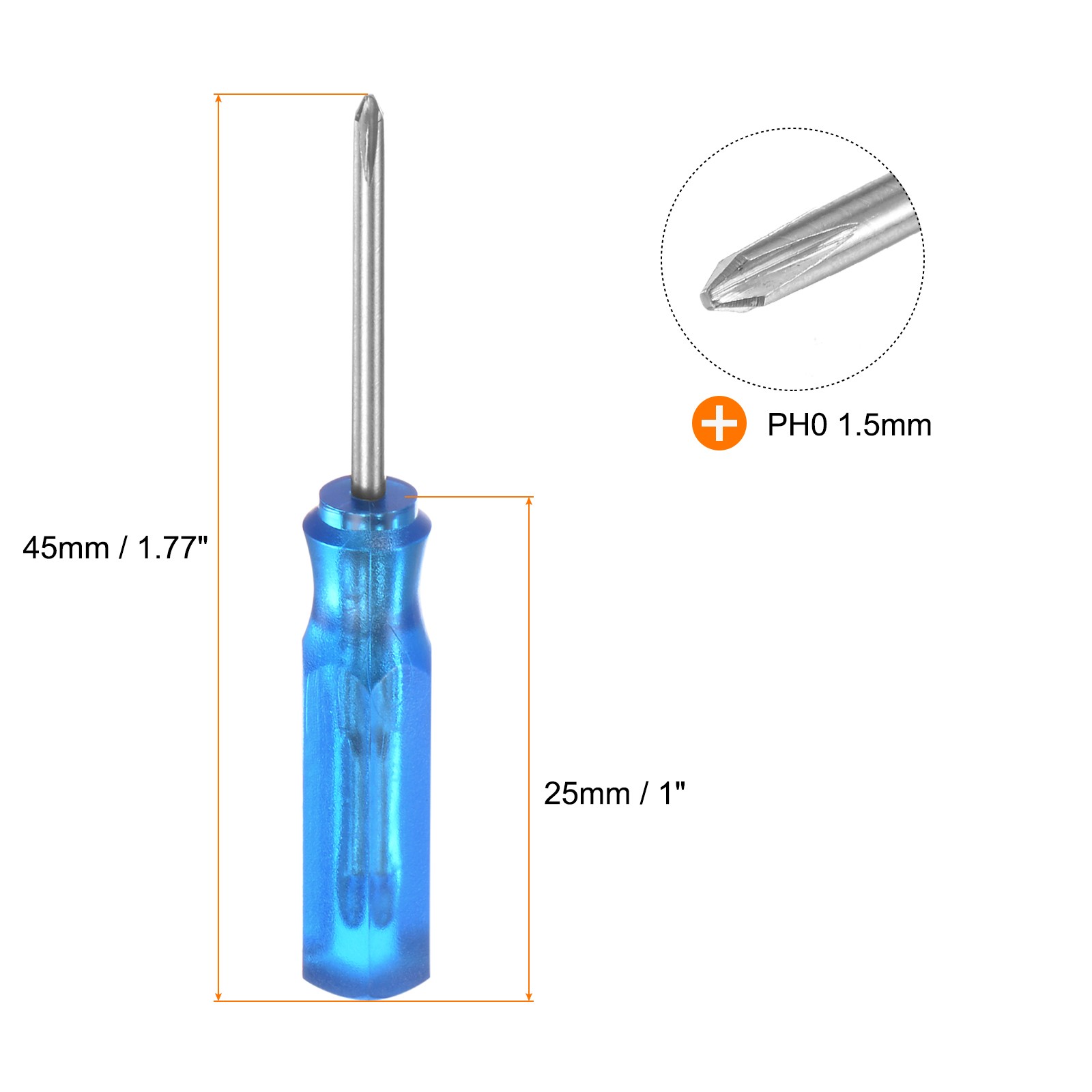 4Pcs PH0 Mini Phillips Screwdriver 1.5mm Magnetic Cross Head 45mm Length, Blue gallery