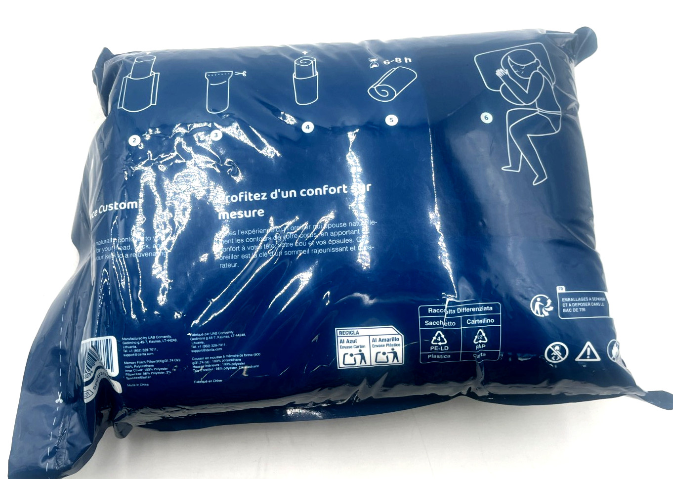 Derila PlusSize Memory Foam Countour Pillow /Plus Size 24x14x4.5 " & pillow case gallery