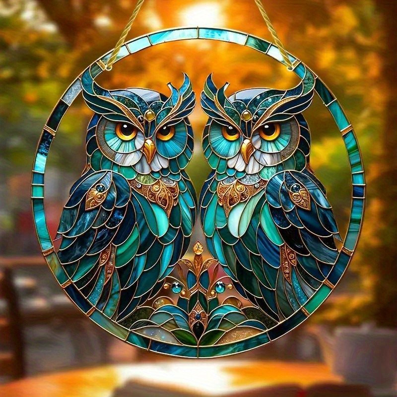 Acrylic Two Owls Light Catcher Hanging Suncatcher for Home & Garden Decor Gift gallery