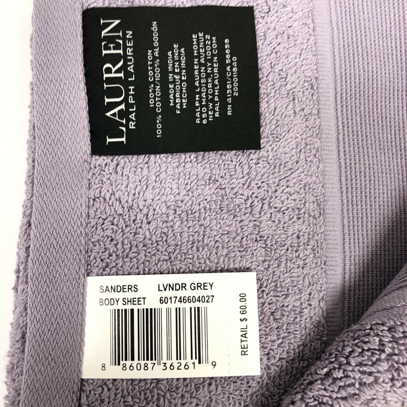Lavender Grey Ralph Lauren Sanders Solid Bath Sheet 35" X 66" New 100% Cotton gallery