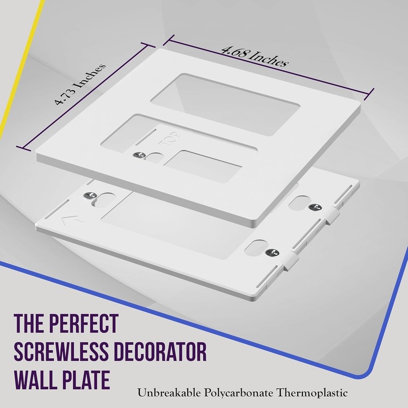 Durable Child-Safe Wall Plates, Screwless Installation, 2-Gang Glossy Finish gallery