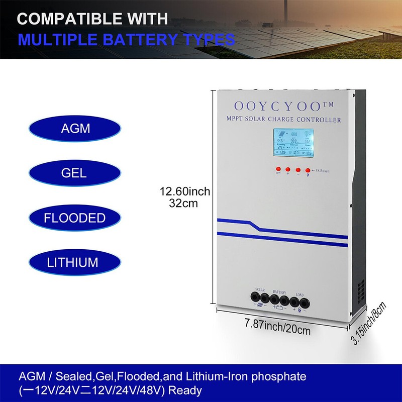 100A MPPT Solar Charge Controller 12V 24V 48V Auto PV 150V MAX 5000W D1 gallery