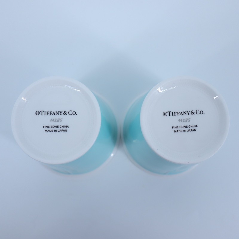 TIFFANY & CO Coffee Cups Blue Bone China Set of 2 gallery