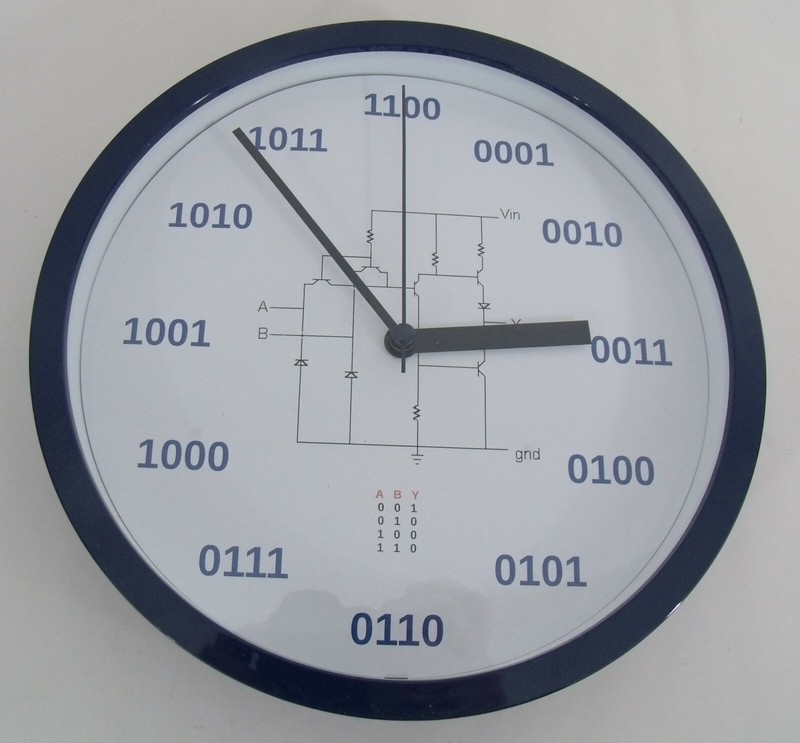 Geek Clock Analog Clock with binary numbers, NAND circuit, truth table gallery