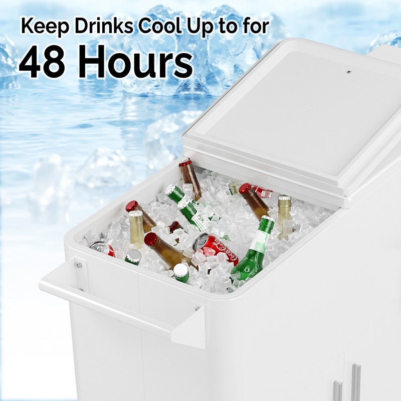 80QT Patio Rolling Cooler Picnic Storage Chest Party Cooler Cart with Wheels gallery