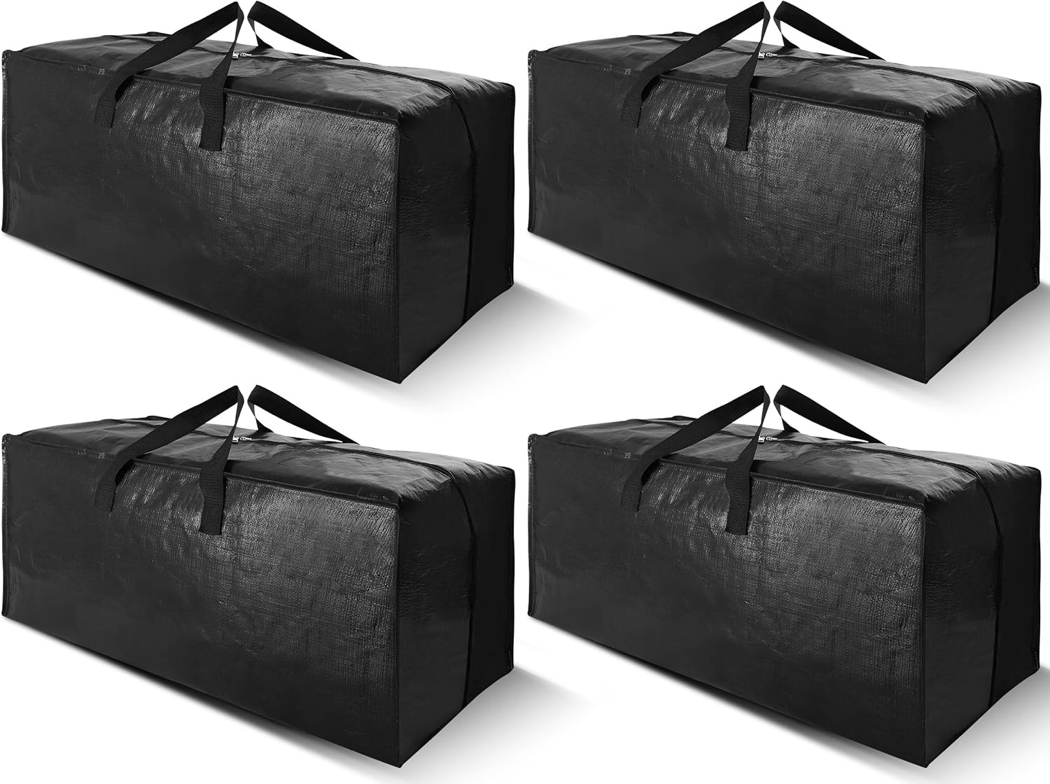 4 Bolsas Grandes Resistentes con Correas Mochila Asas Fuertes Cremalleras Negras gallery