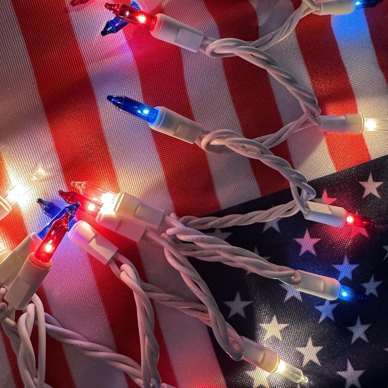 Red White Blue 100 Count Mini String Lights 4th of July Patriotic Decorations gallery