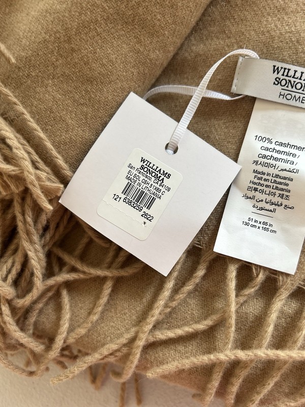 Williams Sonoma Solid Cashmere Throw Mono “SRD” Camel NWT OB READ gallery