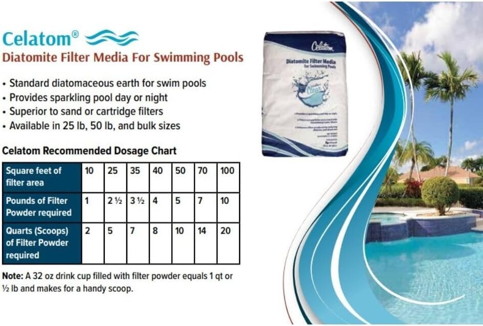 Celatom Diatomaceous Earth DE Pool Filter Aid–Pool & Spa Filtration-25 Lbs gallery