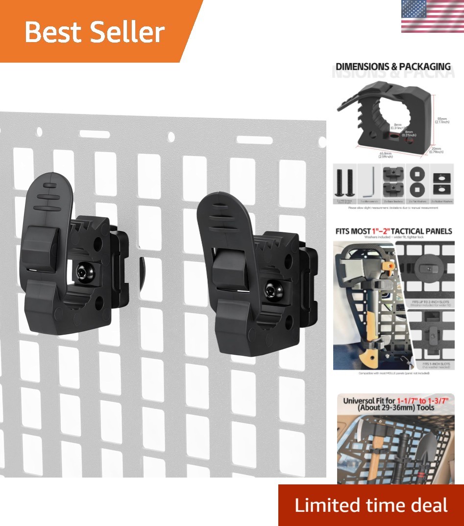 2 Pack Quick Release Rubber Clamps for MOLLE Panel - Heavy Duty Shovel Holder... gallery