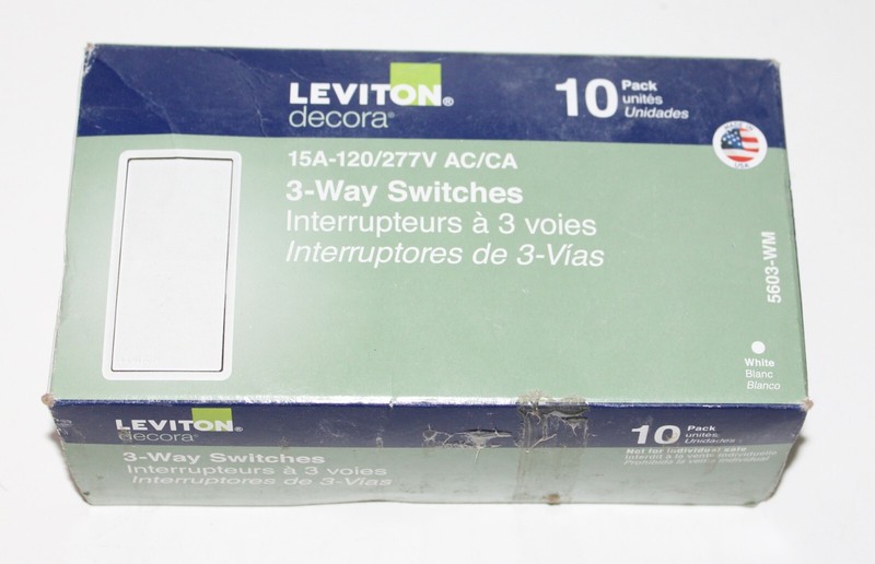 Leviton Decora 15A 3-Way Switch - White 5603-WM NEW 10 IN 1 PACK gallery