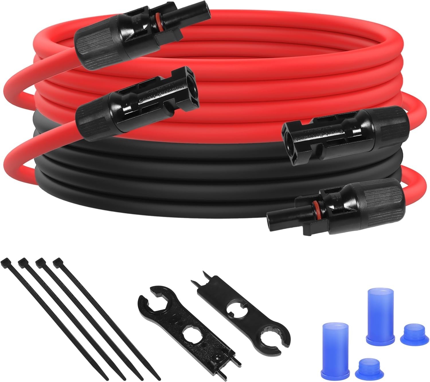 10FT / 20FT / 30FT Wire 10AWG Solar Panel Extension Cable Connectors Black Red gallery