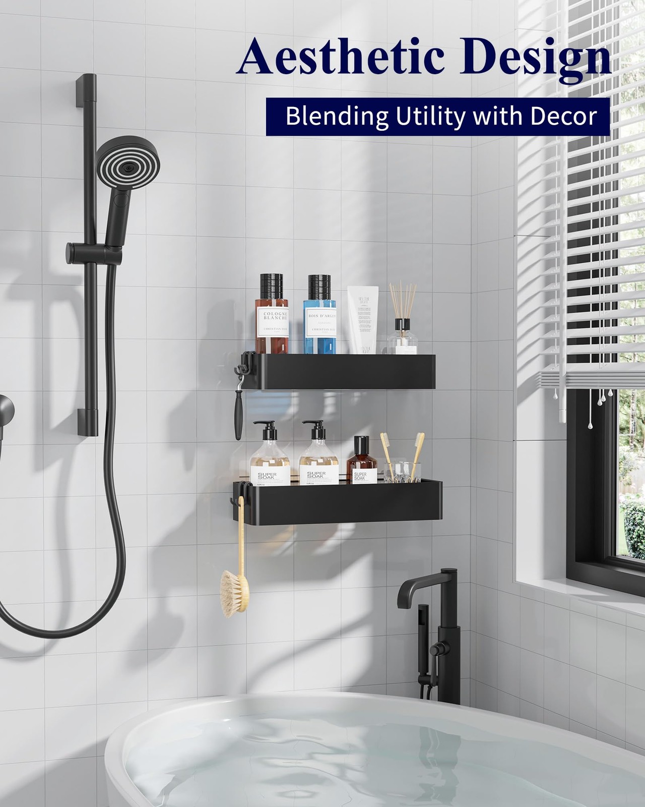 Shower Caddy - 2 Pack Adhesive Shower Organizer, Rustproof Metal Shelves, No-... gallery