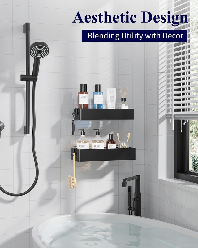 Shower Caddy - 2 Pack Adhesive Shower Organizer, Rustproof Metal Shelves, No-... gallery