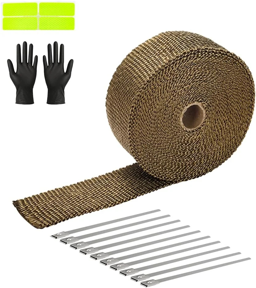 Exhaust Heat Wrap Roll 2" x 33' Titanium Fiberglass Heat Shield Tape 1 Rolls 5cm gallery