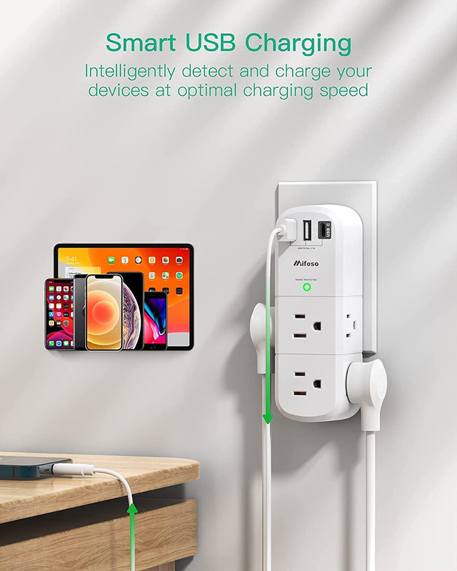 Outlet Extender with Rotating Plug, Surge Protector 6 AC Multi Plug Wall Outlet gallery