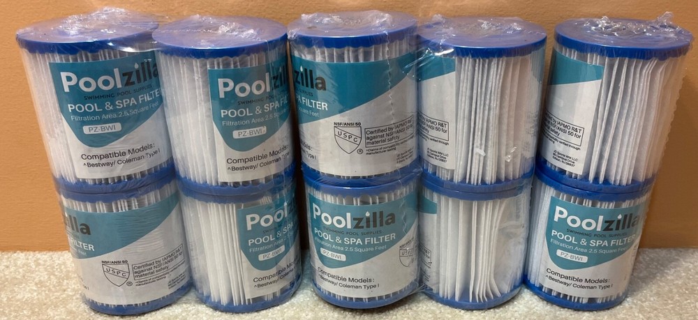 10 Poolzilla PZ-BWI Bestway / Coleman Type I Pool & Spa Filter Cartridges NEW