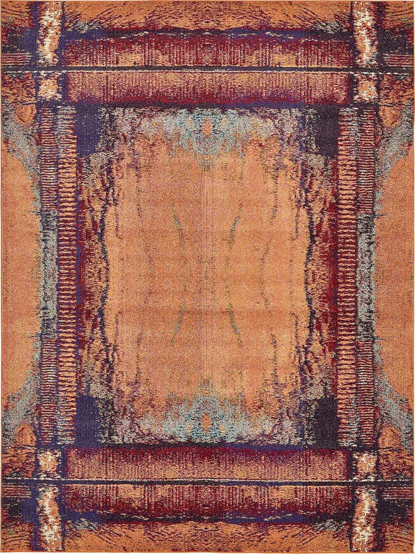 Rustic Modern Abstract Area Rug - Estrella Collection 9' x 12' Orange/Black gallery