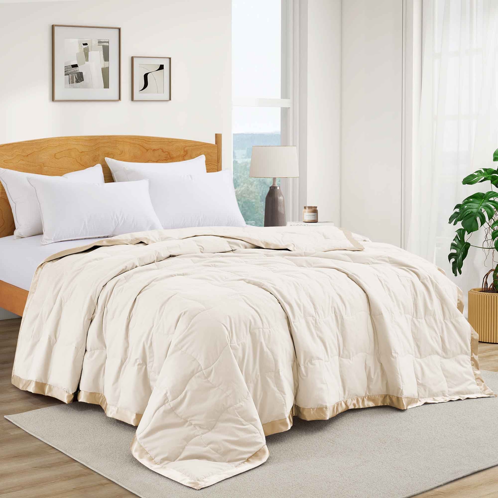 Satin Edge Oversized Goose Down Blend Blanket, King or Queen Bed Blanket gallery