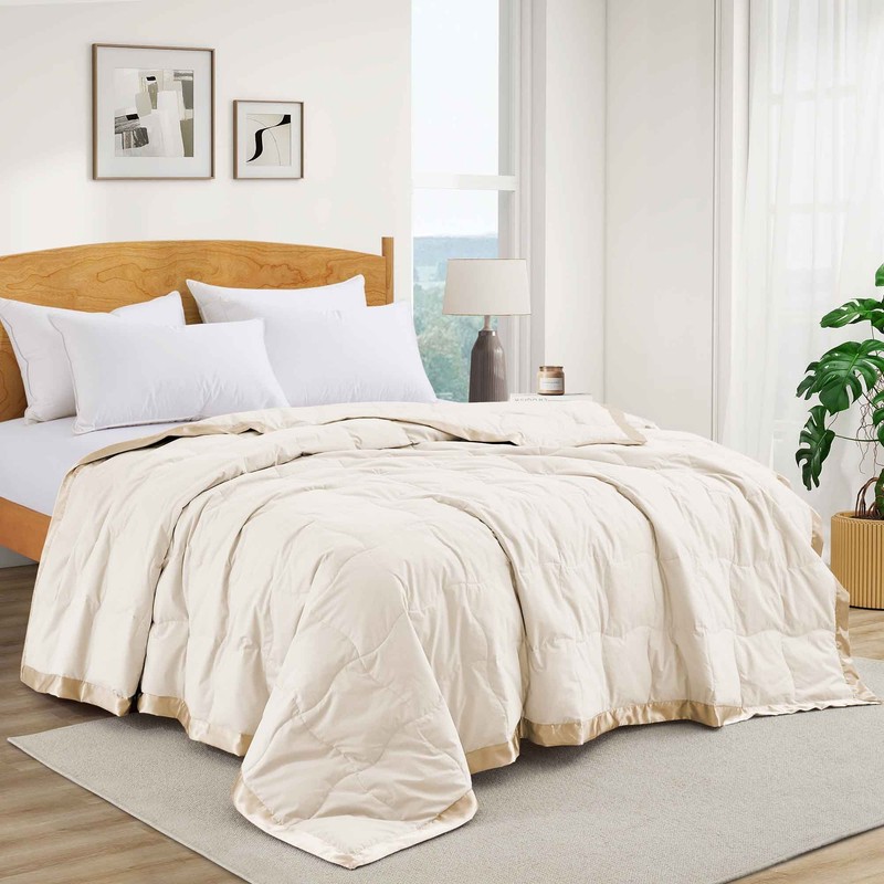 Satin Edge Oversized Goose Down Blend Blanket, King or Queen Bed Blanket gallery