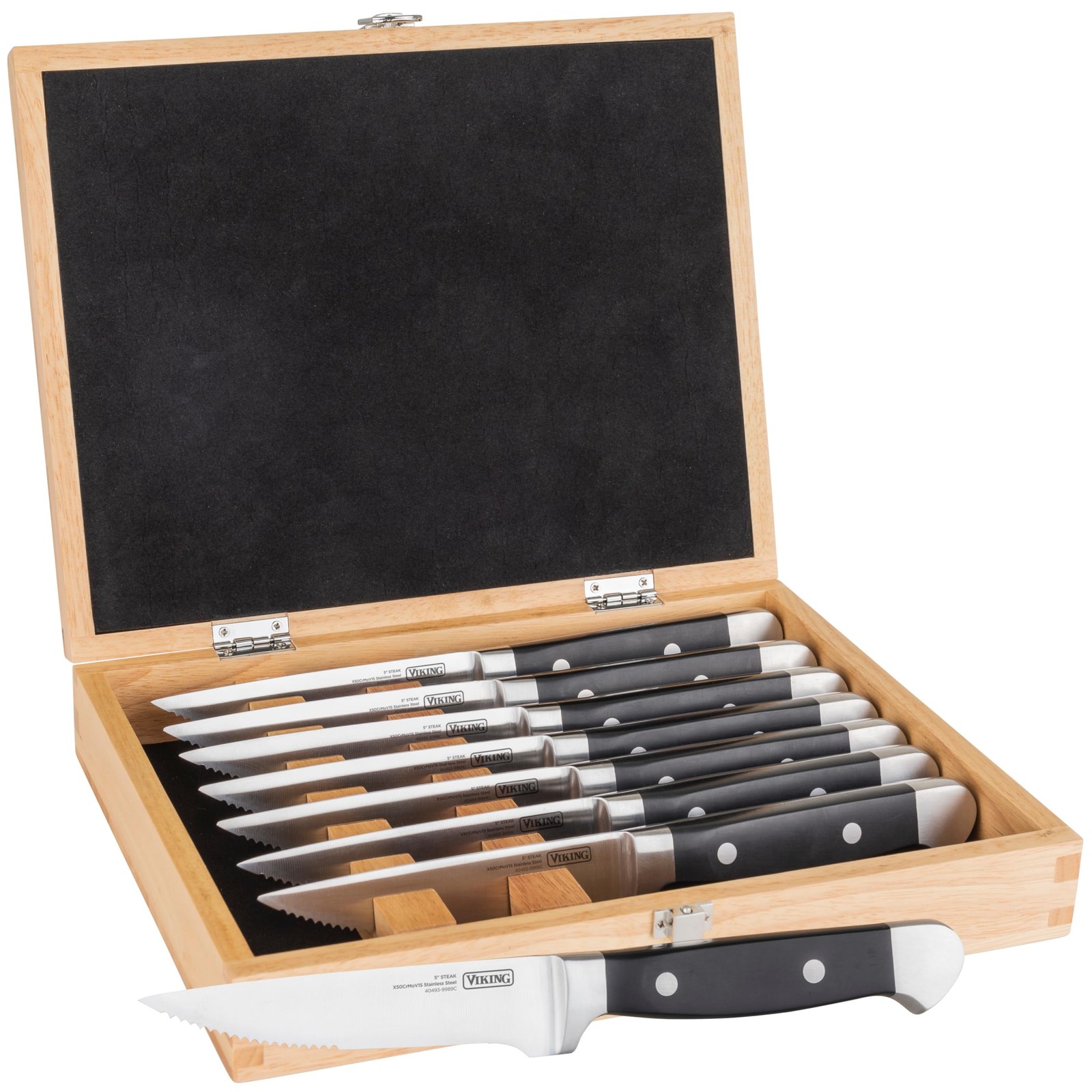 8-Piece Stainless Steel Steak Knife Set with Wooden Gift Box, Hand Wash Only gallery