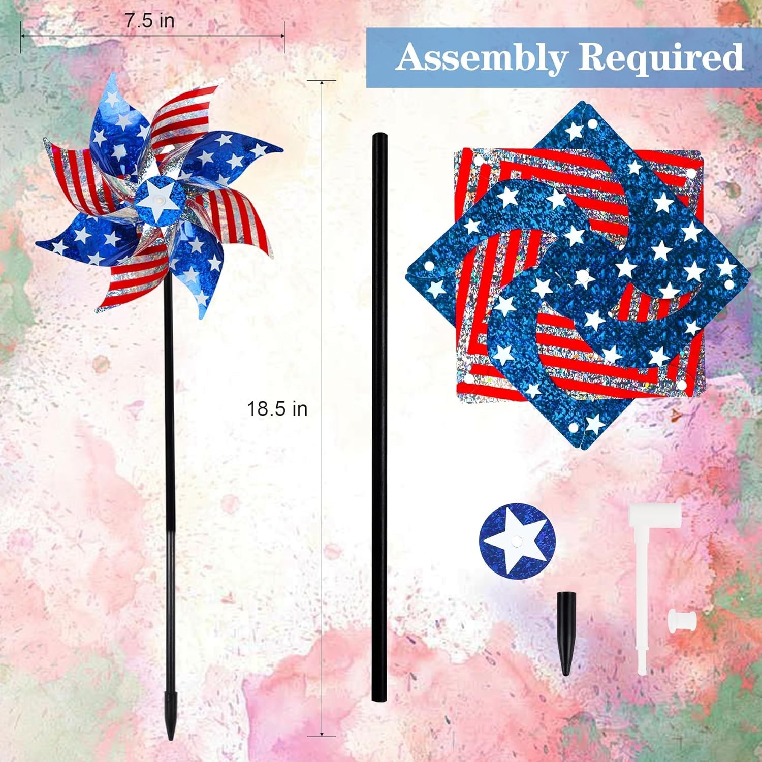 10 Pack Reflective Pinwheels Patriotic Decorations (Assembly Required), A gallery