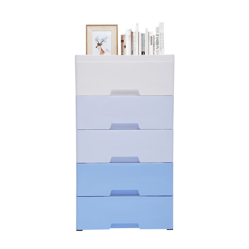 Gradient Blue Stackable Vertical Clothes Storage Tower with 5 Drawers gallery
