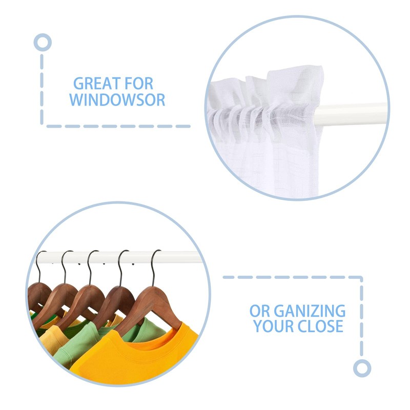 Adjustable 27"-37" White Spring Tension Rods, 2-Pack - Easy Install No-Drill gallery