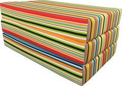 Queen Multi Stripes Trifold Foam Bed 6 x 60 x 80 Folding Mattress 1.8 lb Density