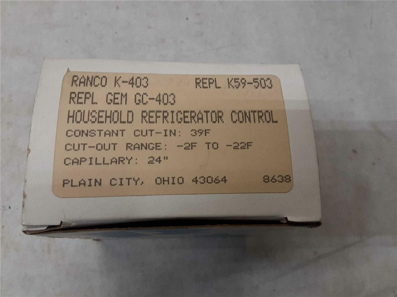 Ranco K-403 Household Refrigerator Freezer Control Relaces K59-503 & GEM GC-403 gallery