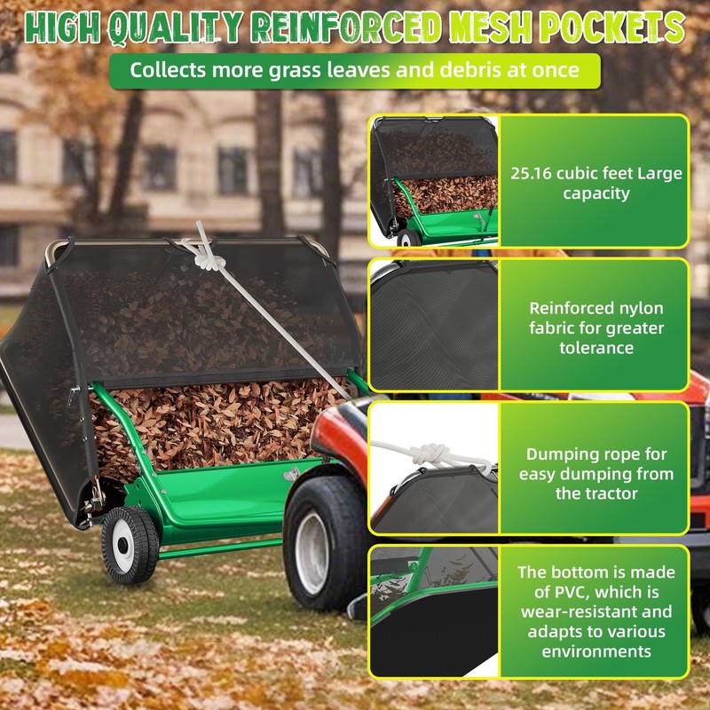 48" Tow-Behind Lawn Sweeper for Grass Collection with Leaf Collector Hopper gallery