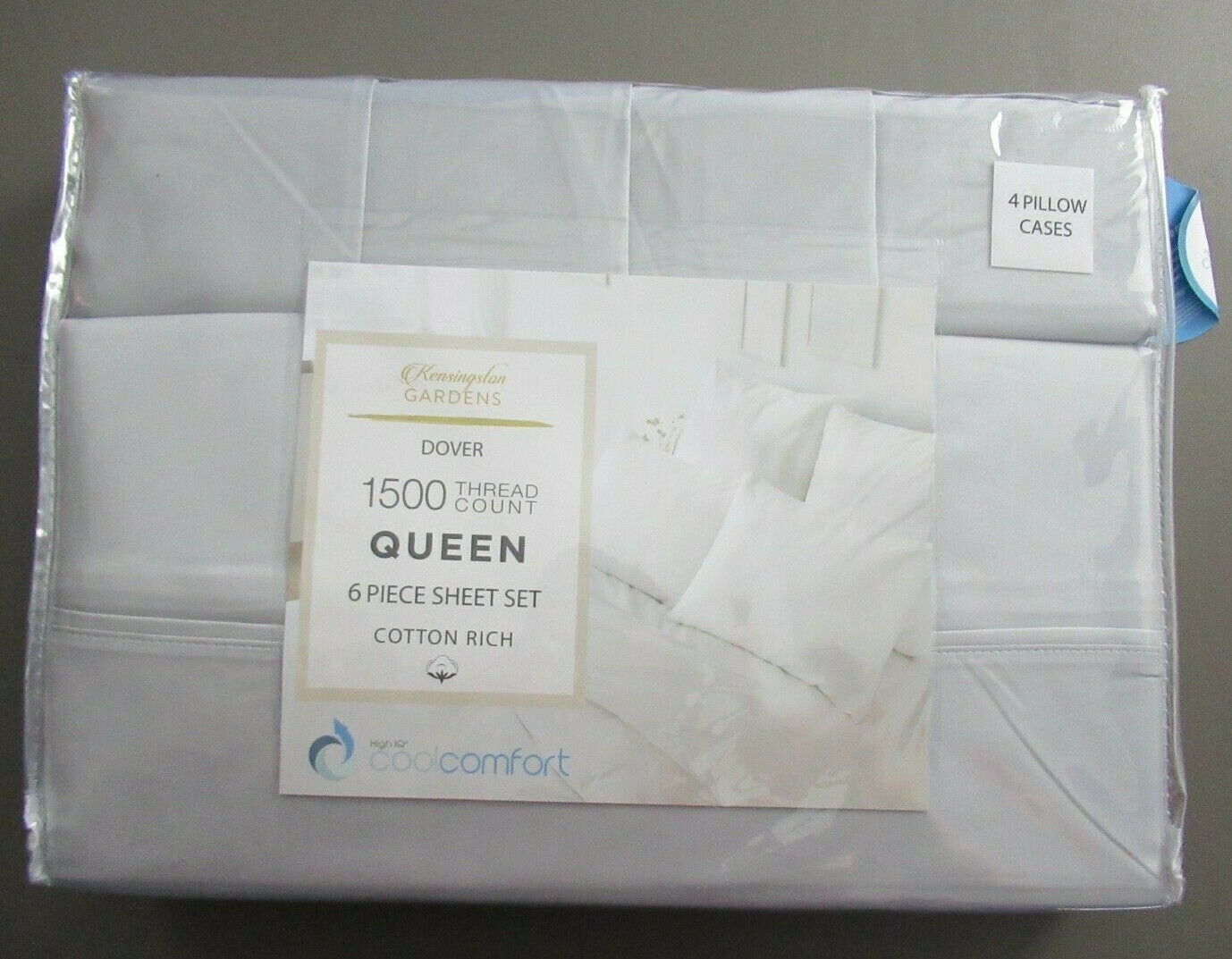 Kensington Garden Dover 1500 Thread Count 6-Piece Queen Sheet Set, Gray gallery