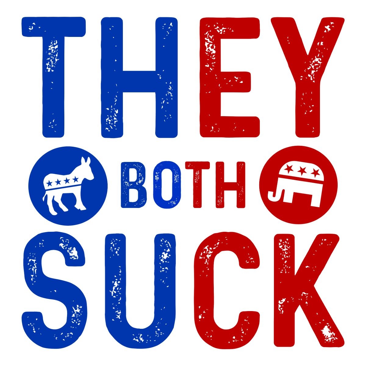 Both Suck Bold Bipartisan Critique Political Design Sticker, max. 4 x 4" gallery