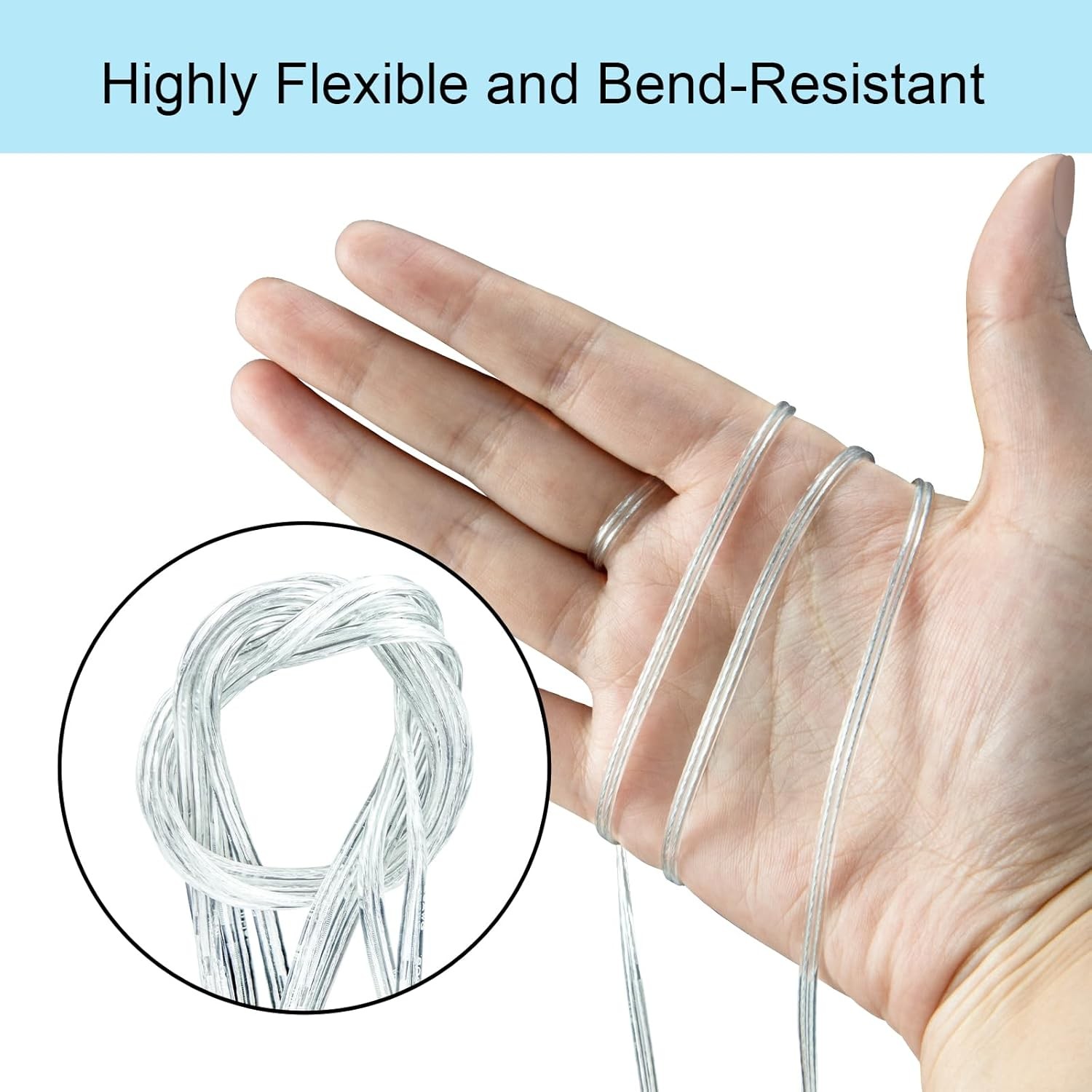 28AWG 2 Conductor Transparent Wire 10 Meters/32.8FT UL Certified 10M, White gallery